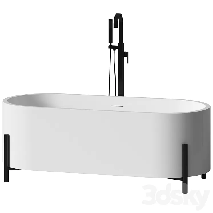 Milano Freestanding Solid Surface Bathtub by Riluxa 3D Model