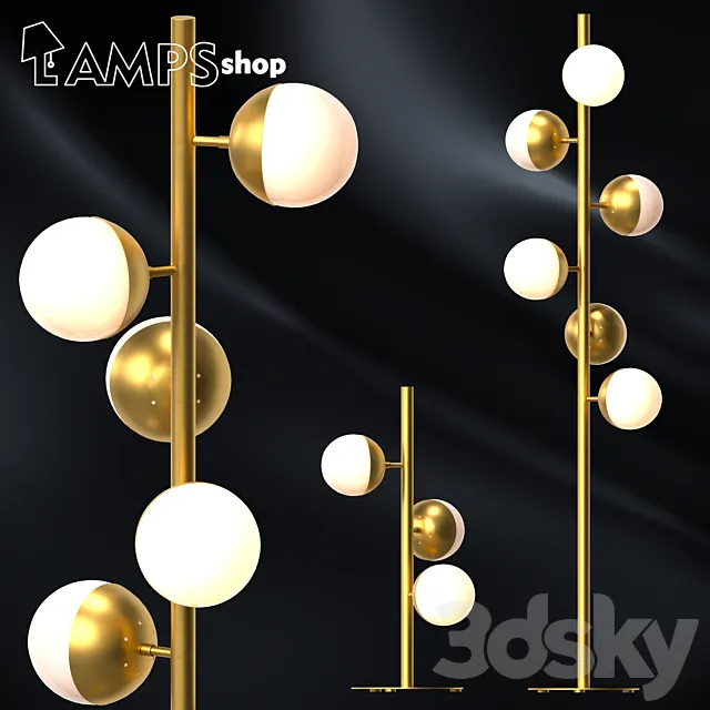Milky Gold Trees Floor Lamps 3D Model Milky Gold Trees Floor Lamps 3D Model