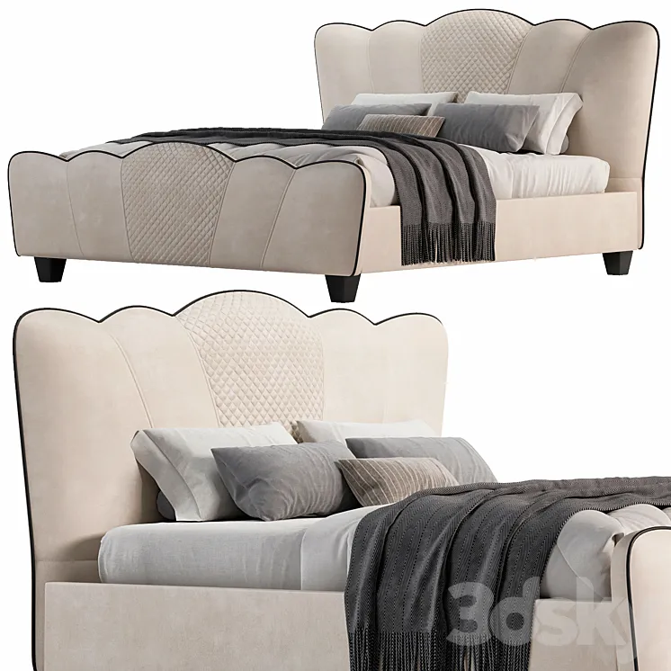 Milky White Microfiber Leather Platform Bed By Homary 3D Model Free Download