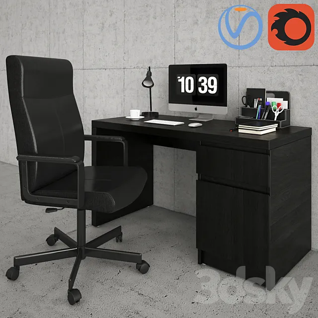 Millberget and Malm Desk 3DModel