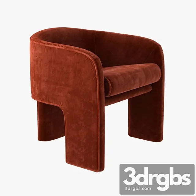 Milo Baughman Armchair In Orange Velvet 1 3D Model Download Milo Baughman Armchair In Orange Velvet 1 3D Model Download