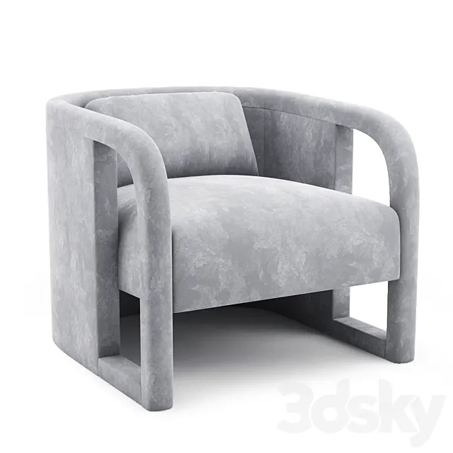 Milo Baughman. Pair of Curved Velvet Club Chairs 3DModel