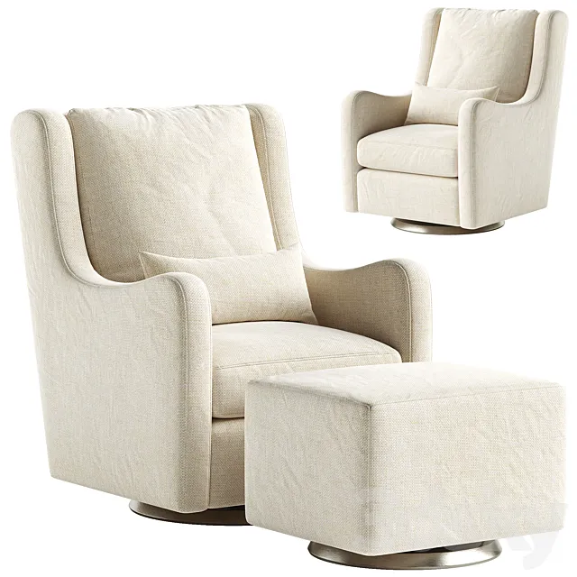 Milo Nursery Glider Chair and Ottoman 3D Model 3DSKY Decor Helper
