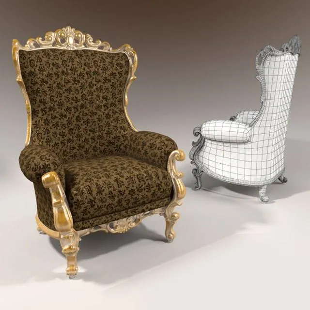 Milord armchair wood fabric 3D Model Milord armchair wood fabric 3D Model