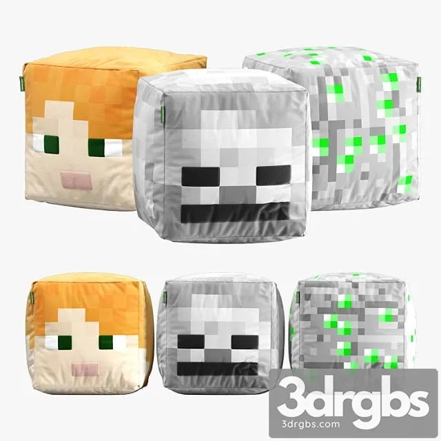 Minecraft Ottoman Set 003 3D Model Download