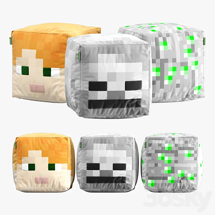 minecraft ottoman set 003 3D Model Free Download