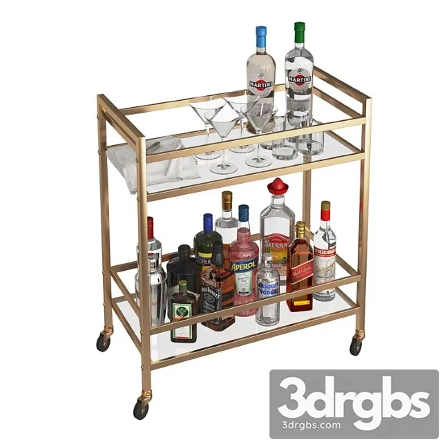 Mini Bar Beverage Table 1 3D Model Download
