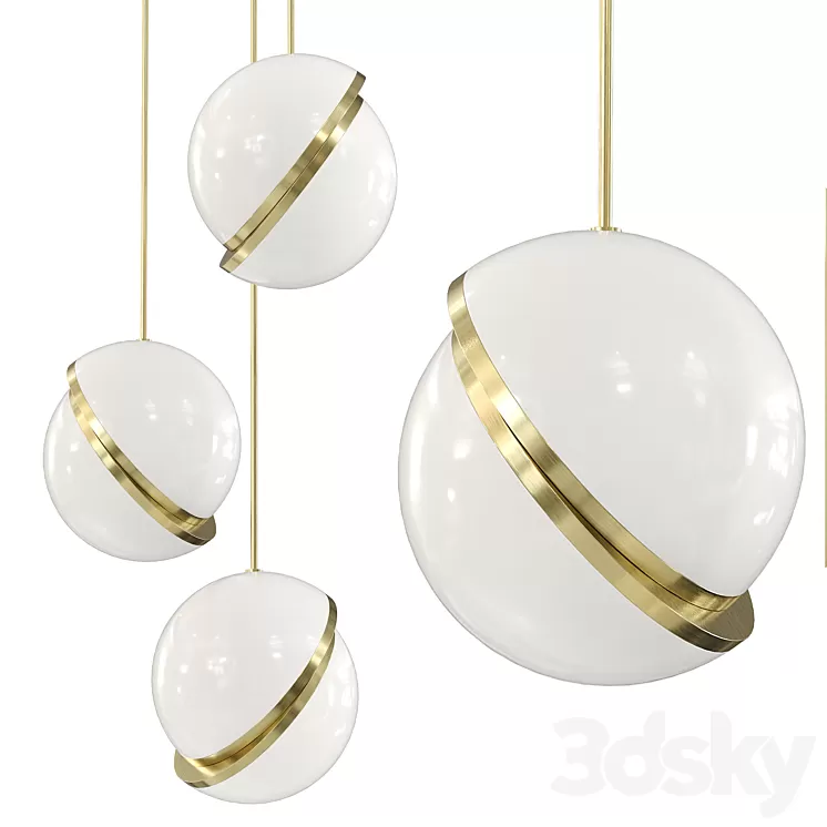 Mini Crescent 3 Piece Chandelier Suspension 3D Model Free Download