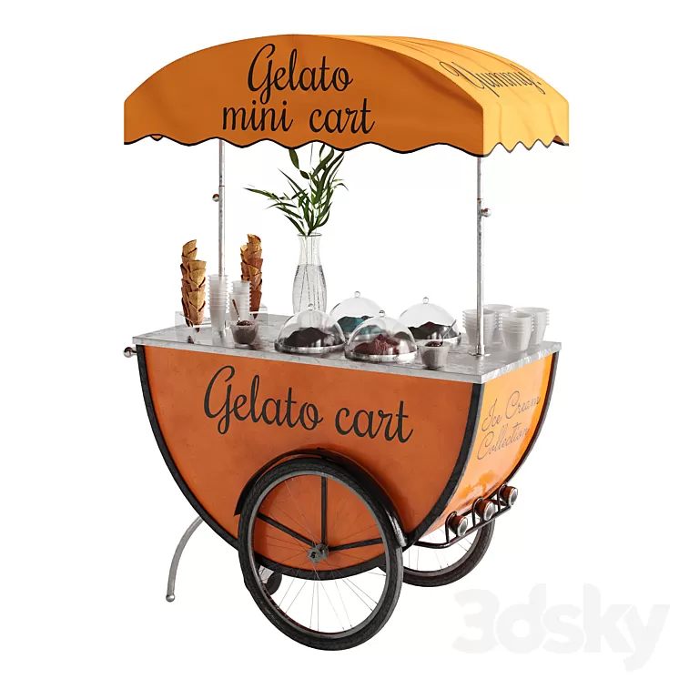 Mini Gelato cart 2 3D Model Mini Gelato cart 2 3D Model