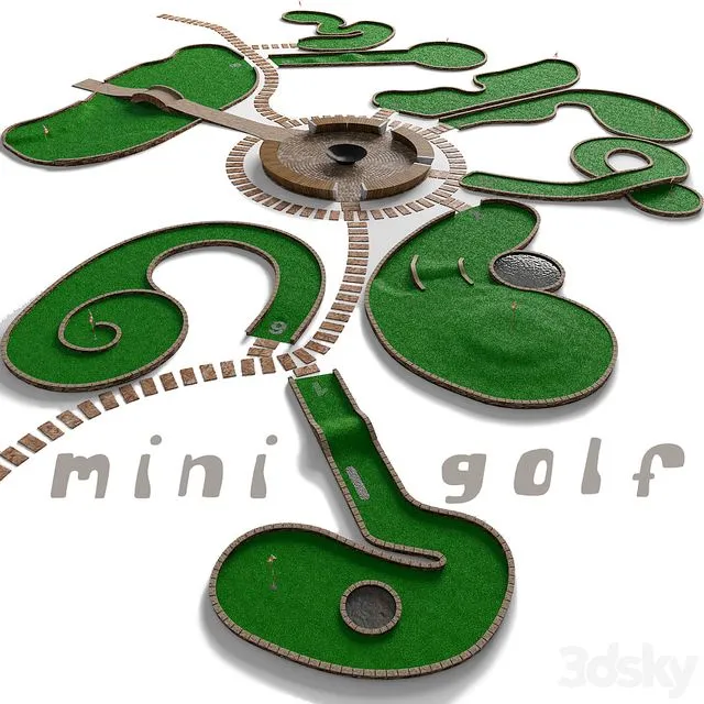 Mini golf. A set of 9 fields 3D Model