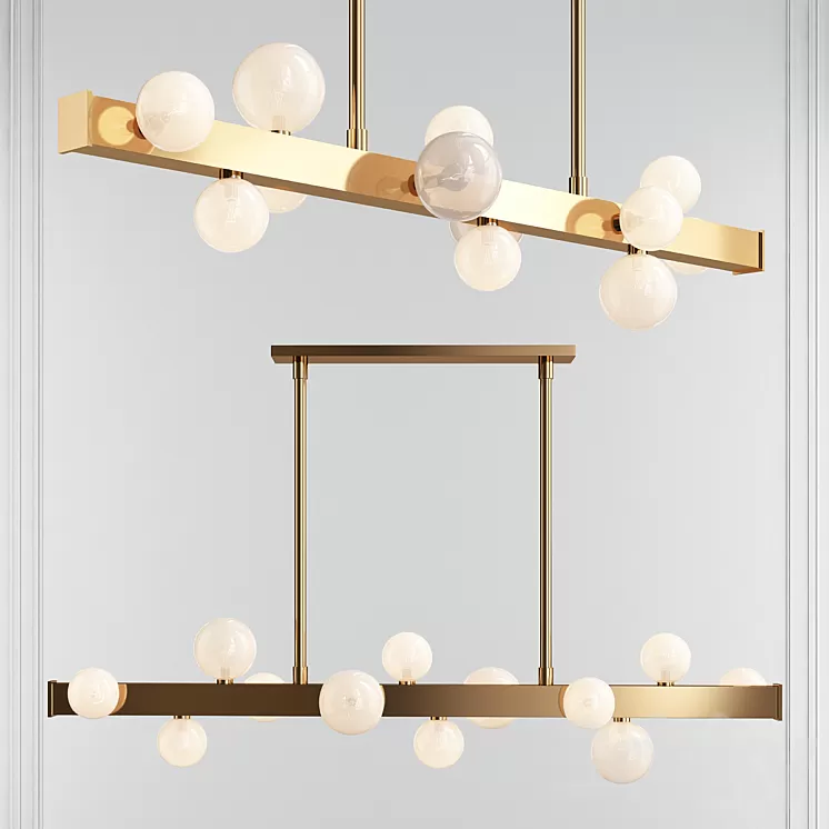 Mini Hinsdale 12-Light Sputnik Linear LED Chandelier 3D Model Mini Hinsdale 12-Light Sputnik Linear LED Chandelier 3D Model