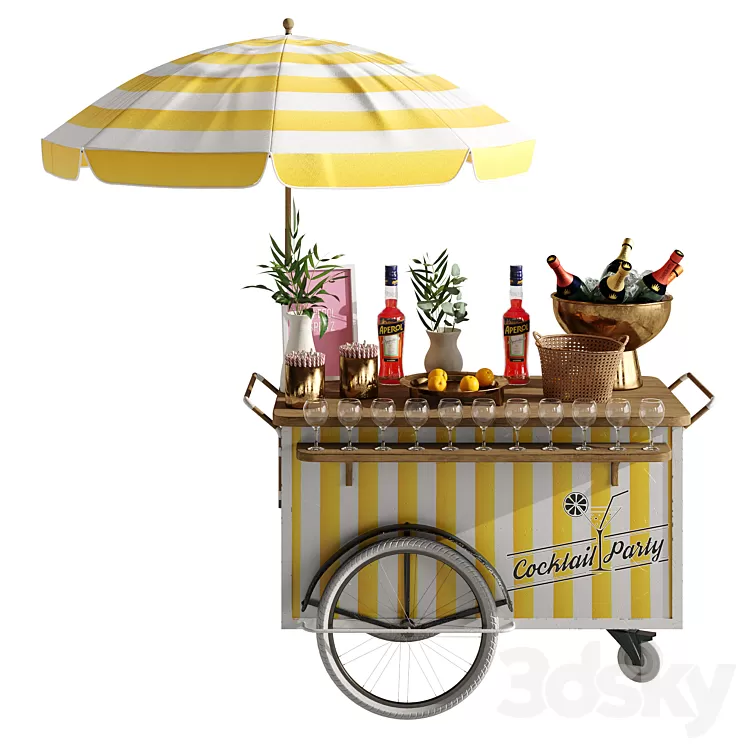 Mini yellow cart 2 3D Model