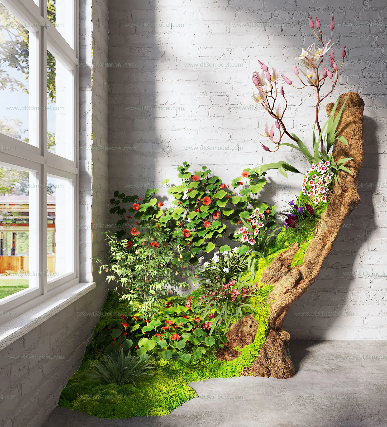 Miniature Garden 3D Scenes – Interior Plants – 097 – VRAY Render