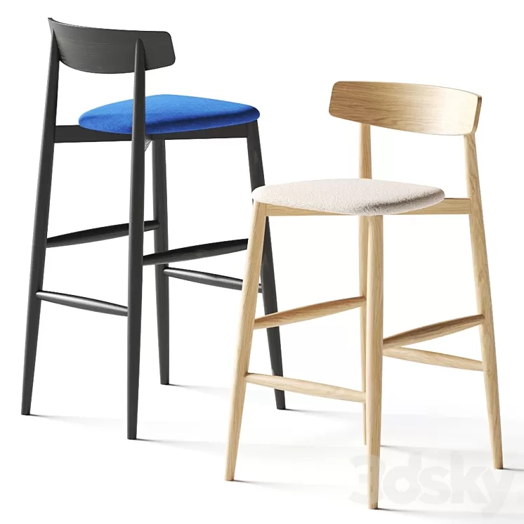 Miniforms Claretta Bar Stool 3D Model Free Download