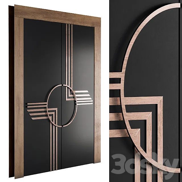 Minimal Black and Gold Door 3D Model