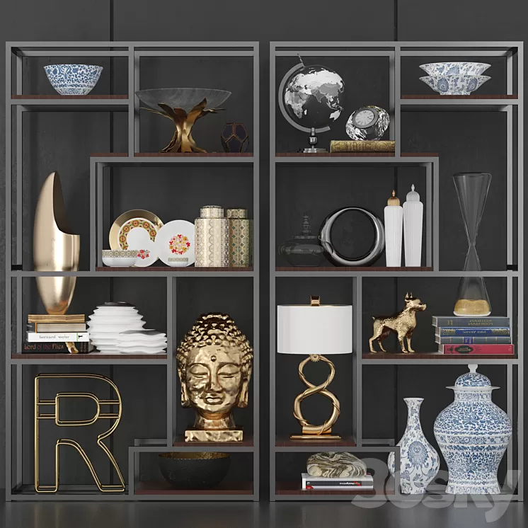 Minimalist shelving with decor and accessories for design projects 7 3D Model Minimalist shelving with decor and accessories for design projects 7 3D Model