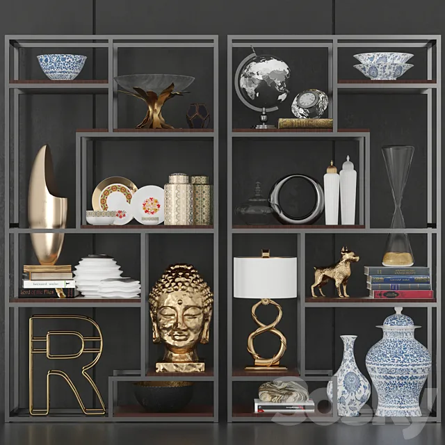 Minimalist shelving with decor and accessories for design projects 7 3DModel Minimalist shelving with decor and accessories for design projects 7 3DModel