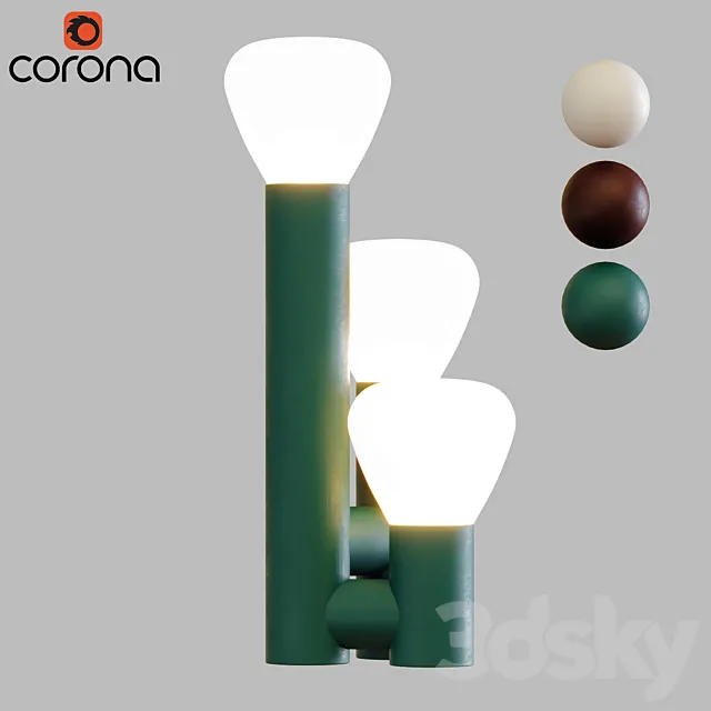 Minimalist Style 3-Light Brown_Green_White Table Lamp 3DModel Minimalist Style 3-Light Brown_Green_White Table Lamp 3DModel