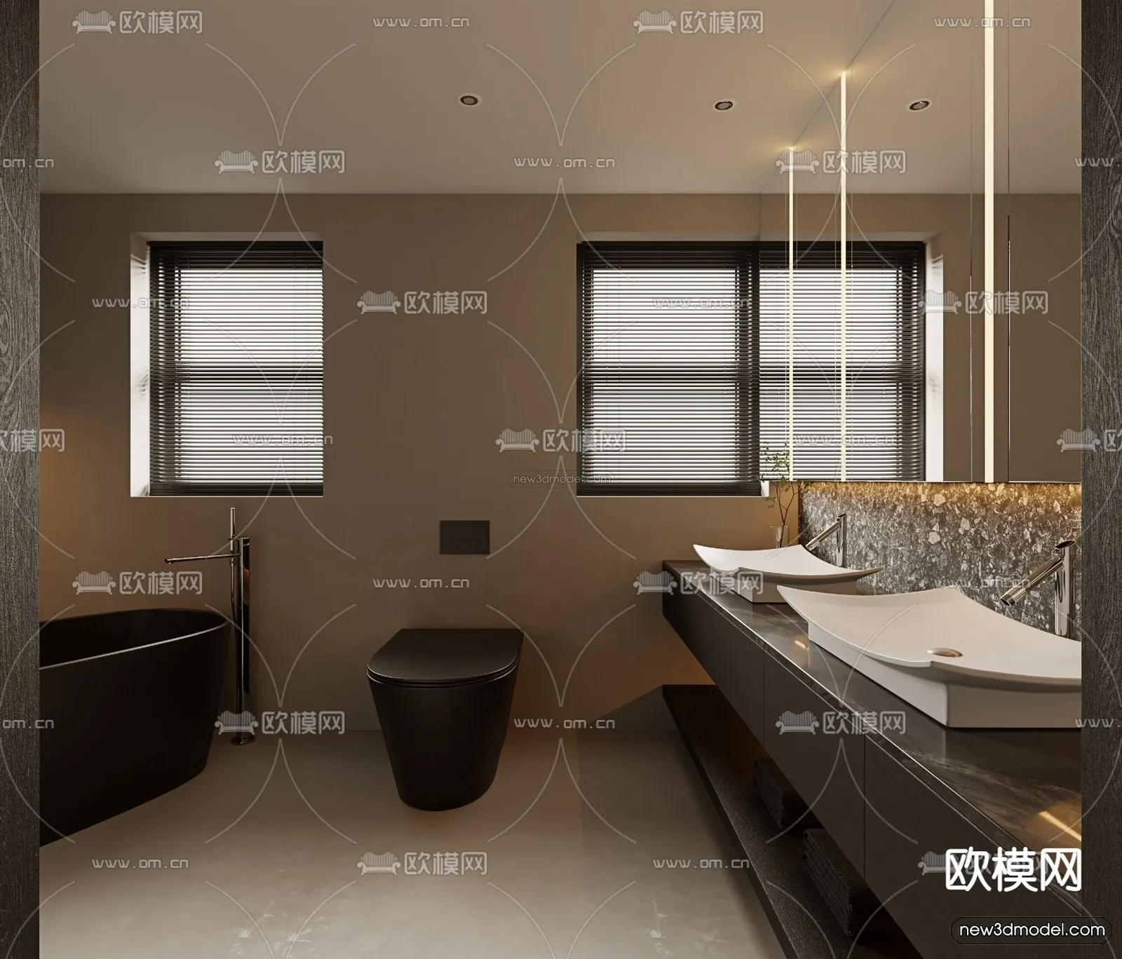 Minimalist Style Interior 3D Blocks – Bathroom 3D Model – 249 – VRAY
