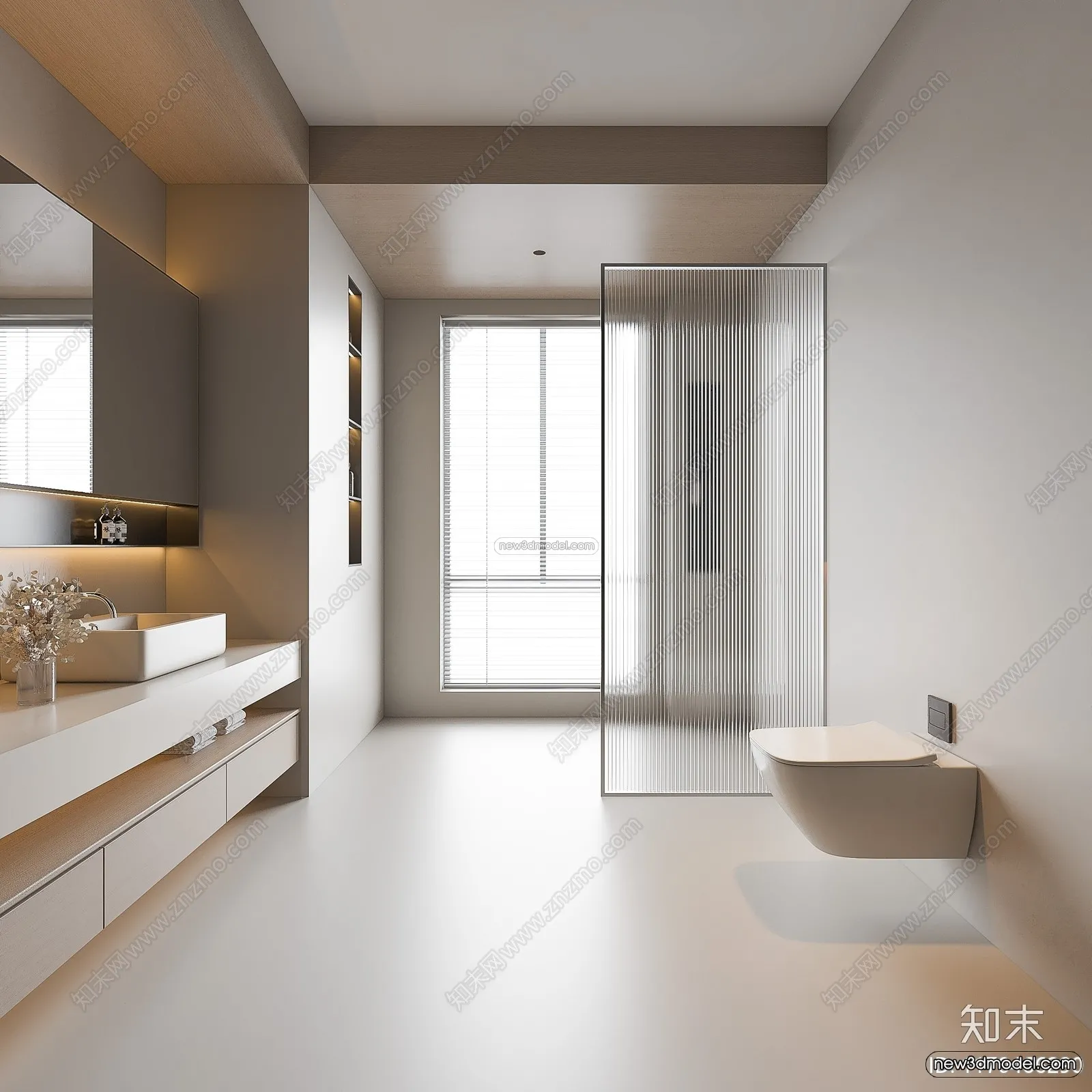 Minimalist Style Interior 3D Blocks – Bathroom 3D Model – 253 – VRAY