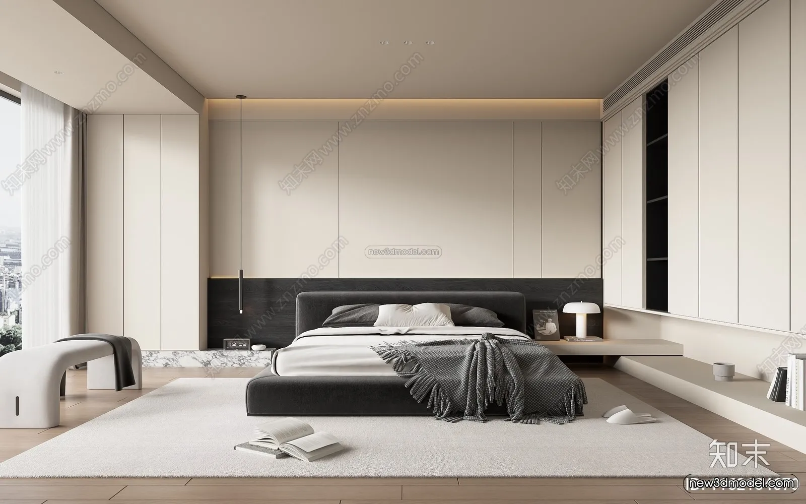 Minimalist Style Interior 3D Blocks – Bedroom 3D Model – 161 – VRAY