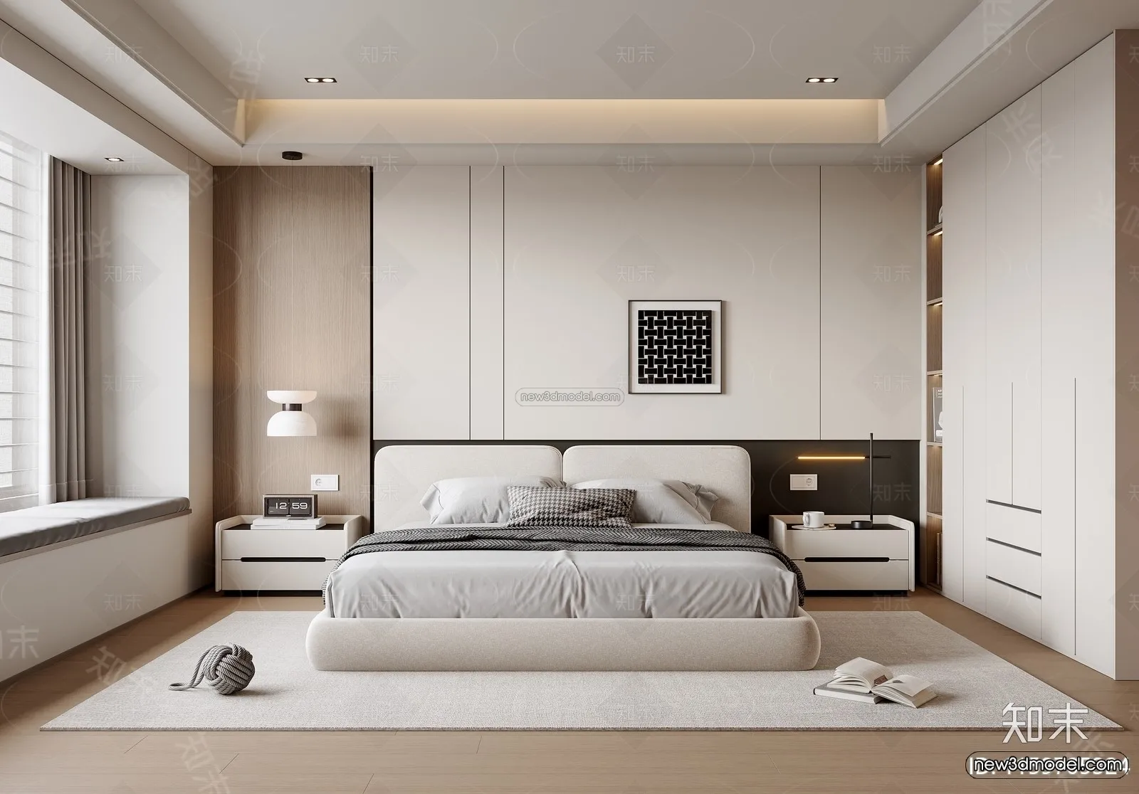Minimalist Style Interior 3D Blocks – Bedroom 3D Model – 164 – VRAY