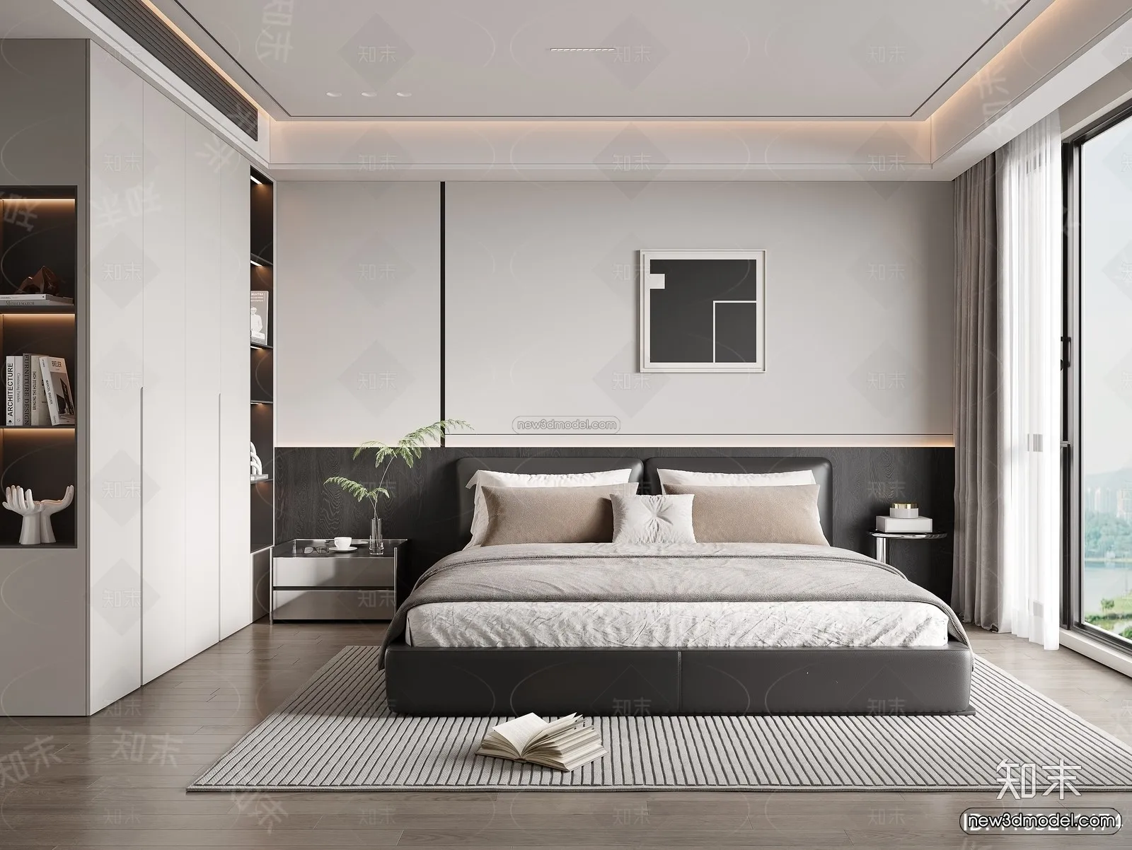 Minimalist Style Interior 3D Blocks – Bedroom 3D Model – 167 – VRAY