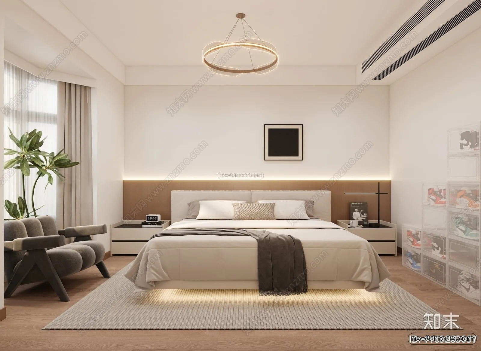 Minimalist Style Interior 3D Blocks – Bedroom 3D Model – 169 – VRAY