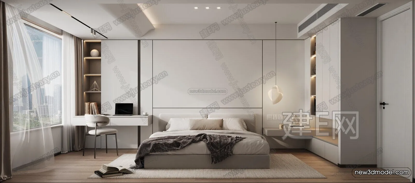 Minimalist Style Interior 3D Blocks - Bedroom 3D Model - 173