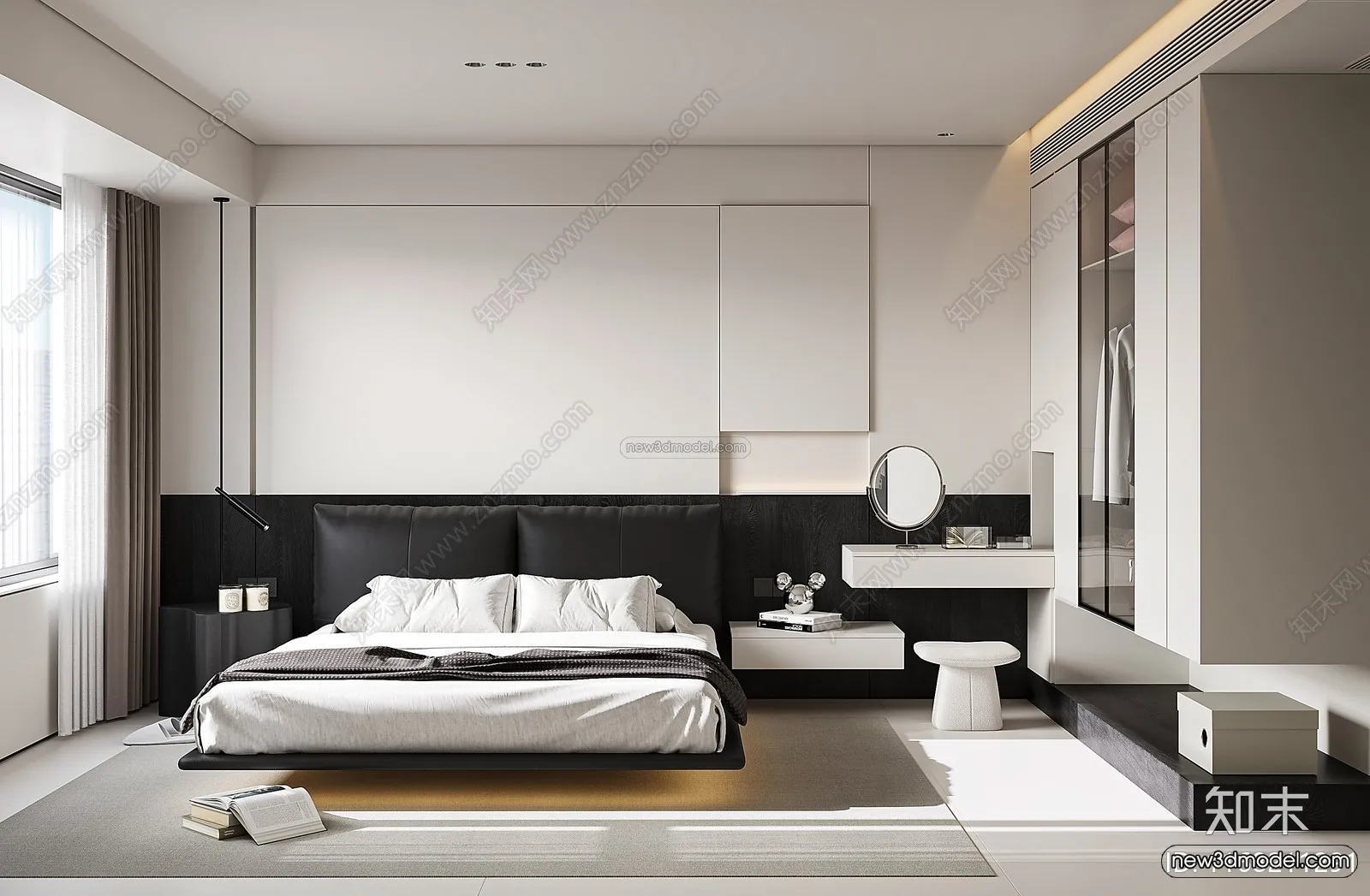 Minimalist Style Interior 3D Blocks – Bedroom 3D Model – 177 – CORONA