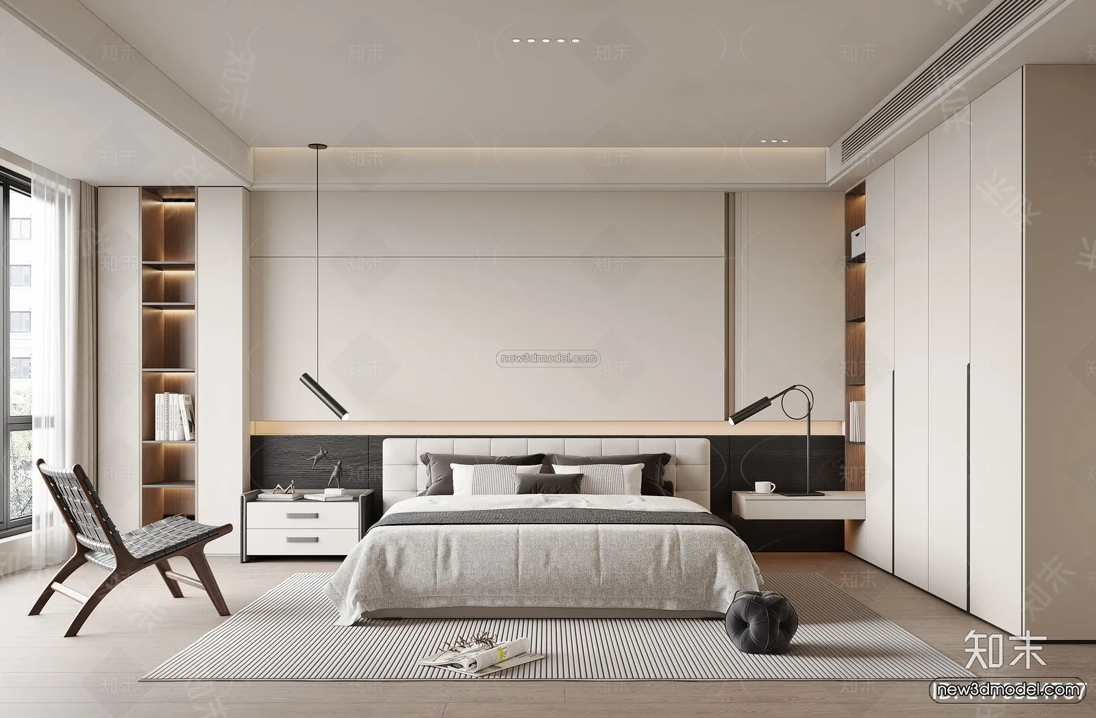 Minimalist Style Interior 3D Blocks – Bedroom 3D Model – 181 – CORONA