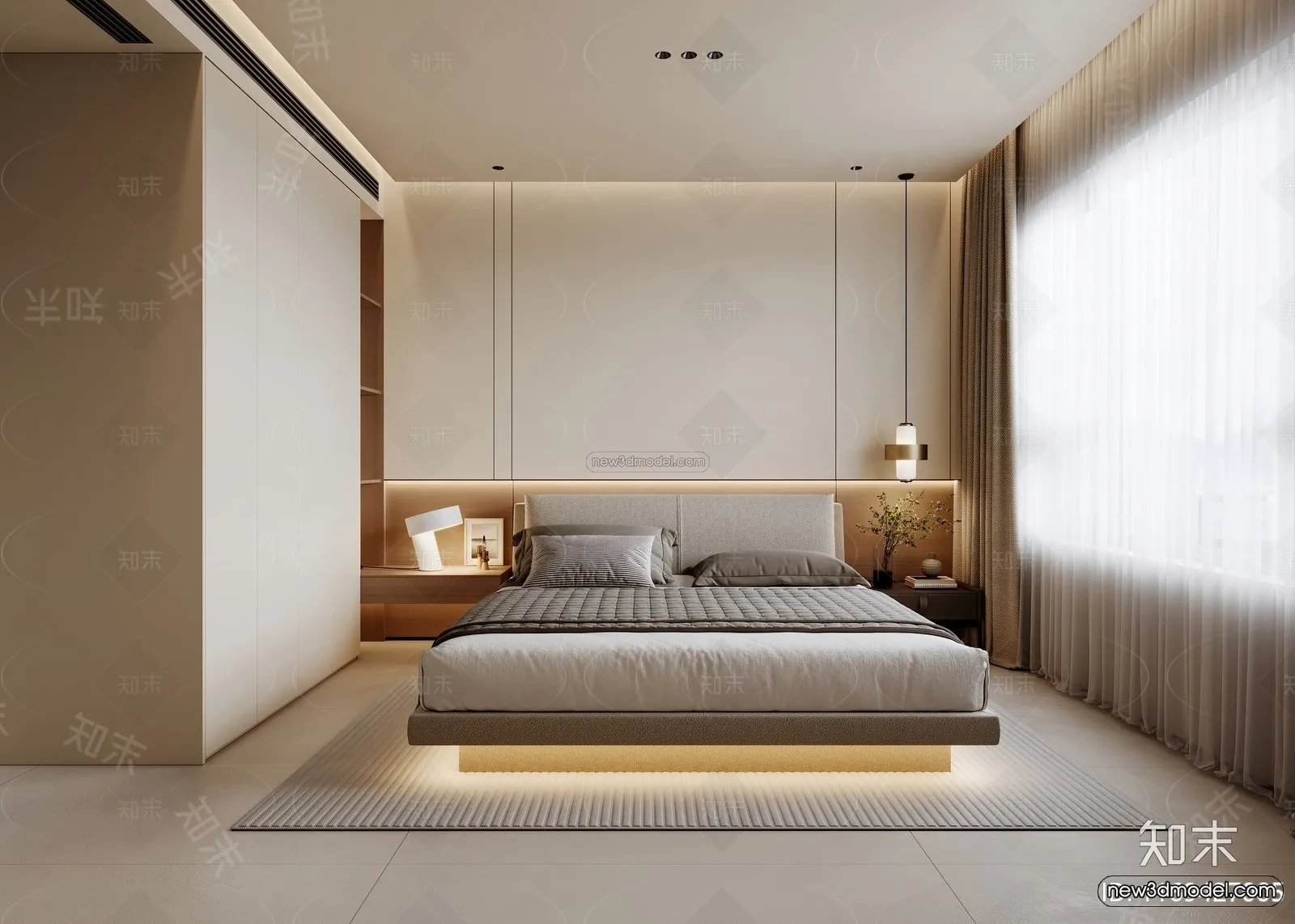 Minimalist Style Interior 3D Blocks – Bedroom 3D Model – 184 – CORONA