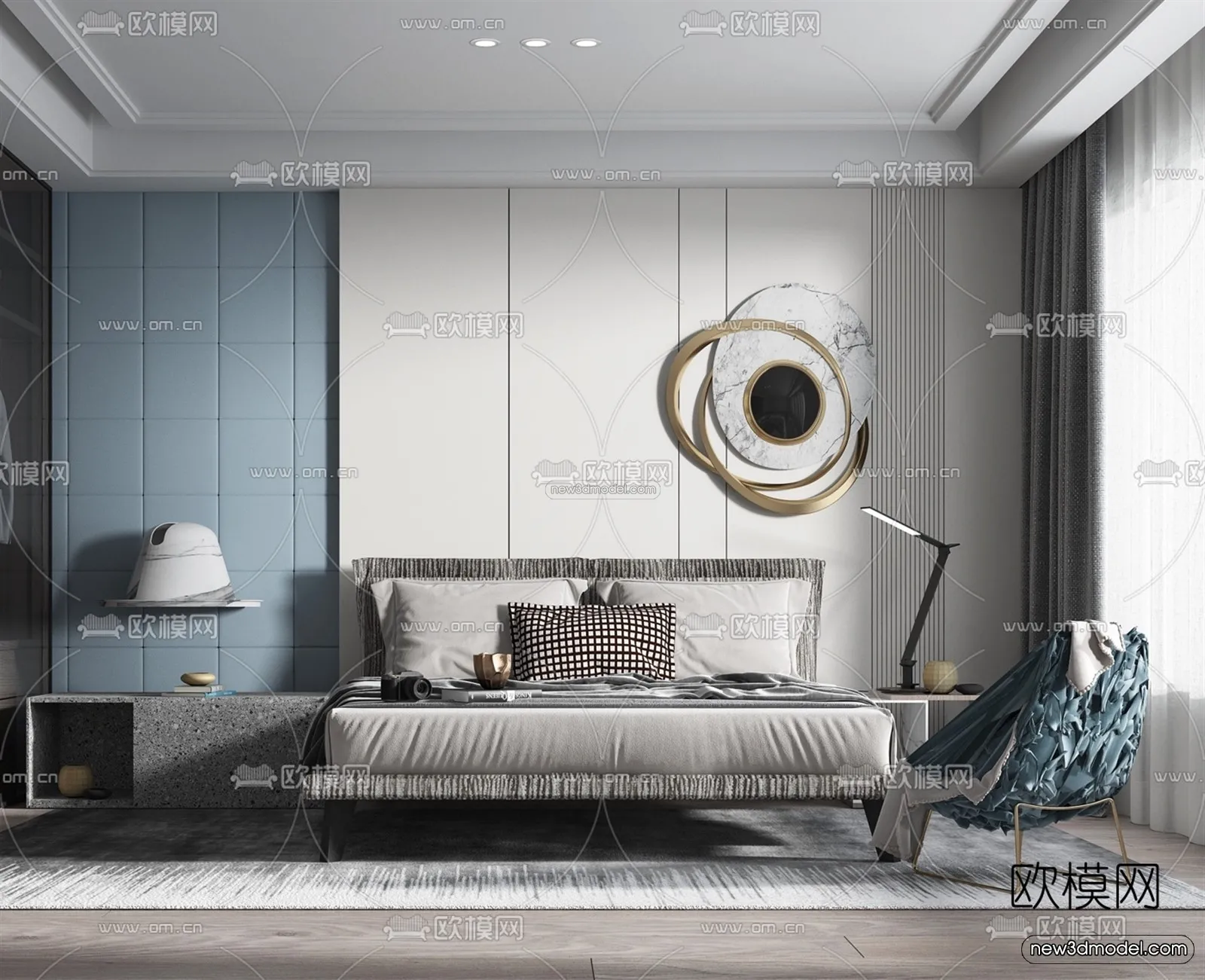 Minimalist Style Interior 3D Blocks - Bedroom 3D Model - 190