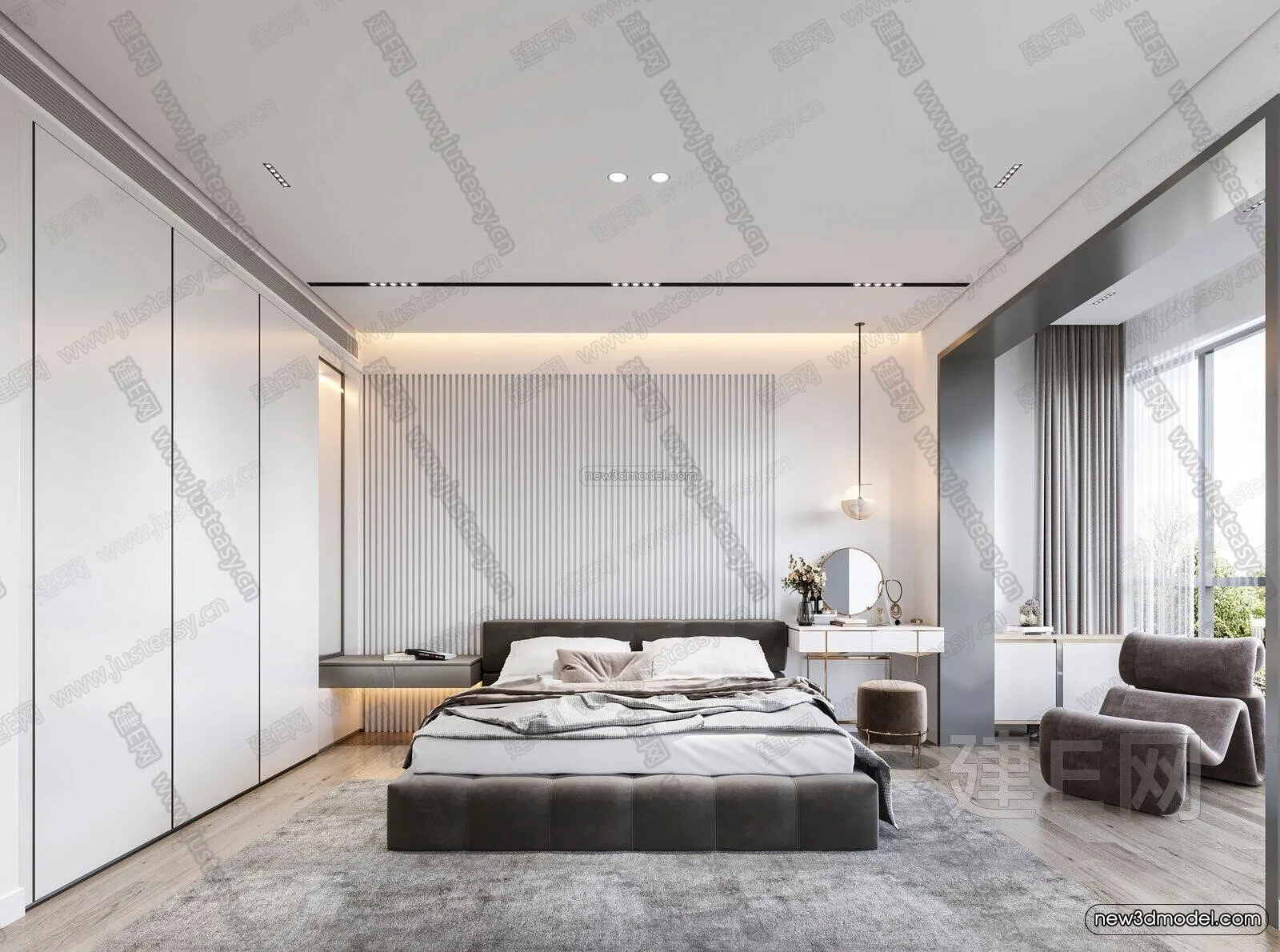 Minimalist Style Interior 3D Blocks – Bedroom 3D Model – 192 – VRAY