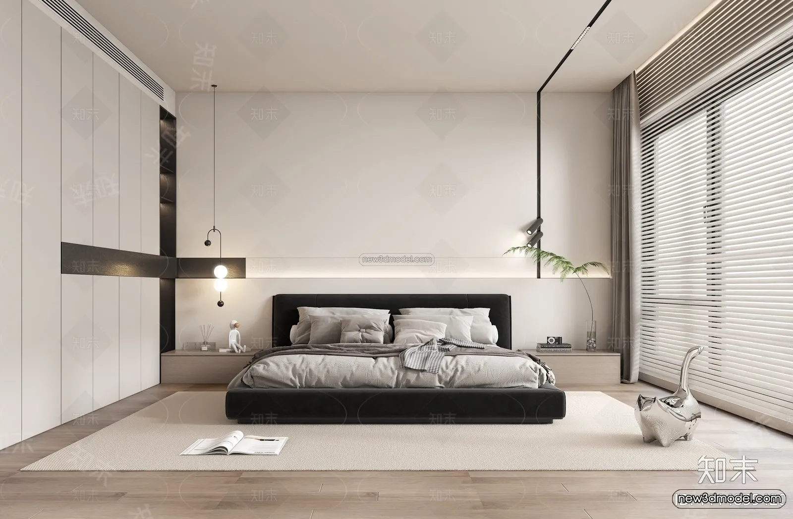 Minimalist Style Interior 3D Blocks – Bedroom 3D Model – 193 – VRAY
