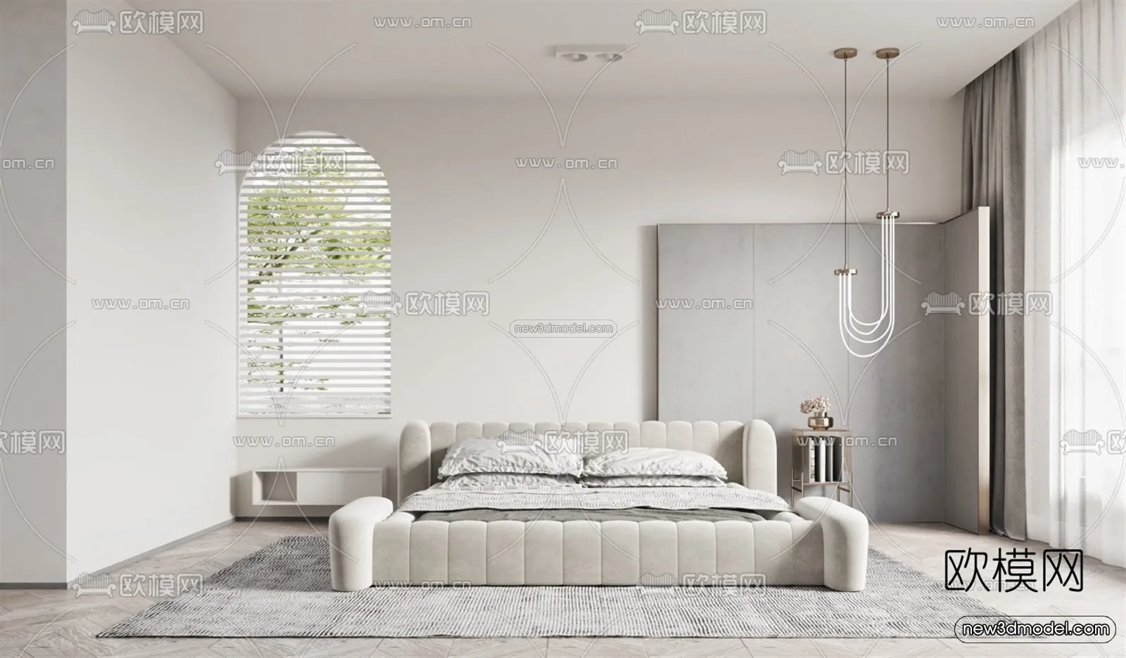 Minimalist Style Interior 3D Blocks - Bedroom 3D Model - 194