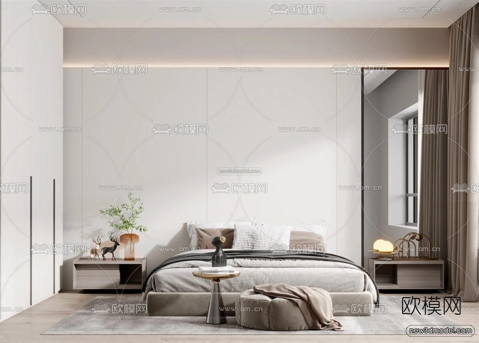 Minimalist Style Interior 3D Blocks - Bedroom 3D Model - 200