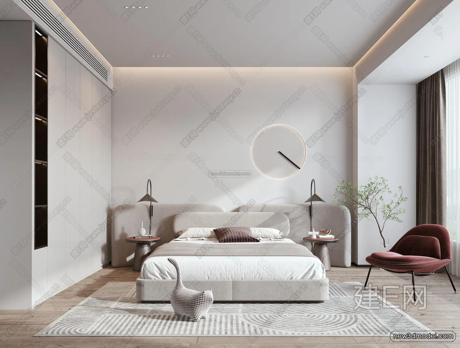 Minimalist Style Interior 3D Blocks - Bedroom 3D Model - 201