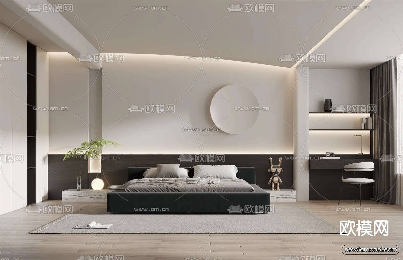 Minimalist Style Interior 3D Blocks – Bedroom 3D Model – 202 – VRAY