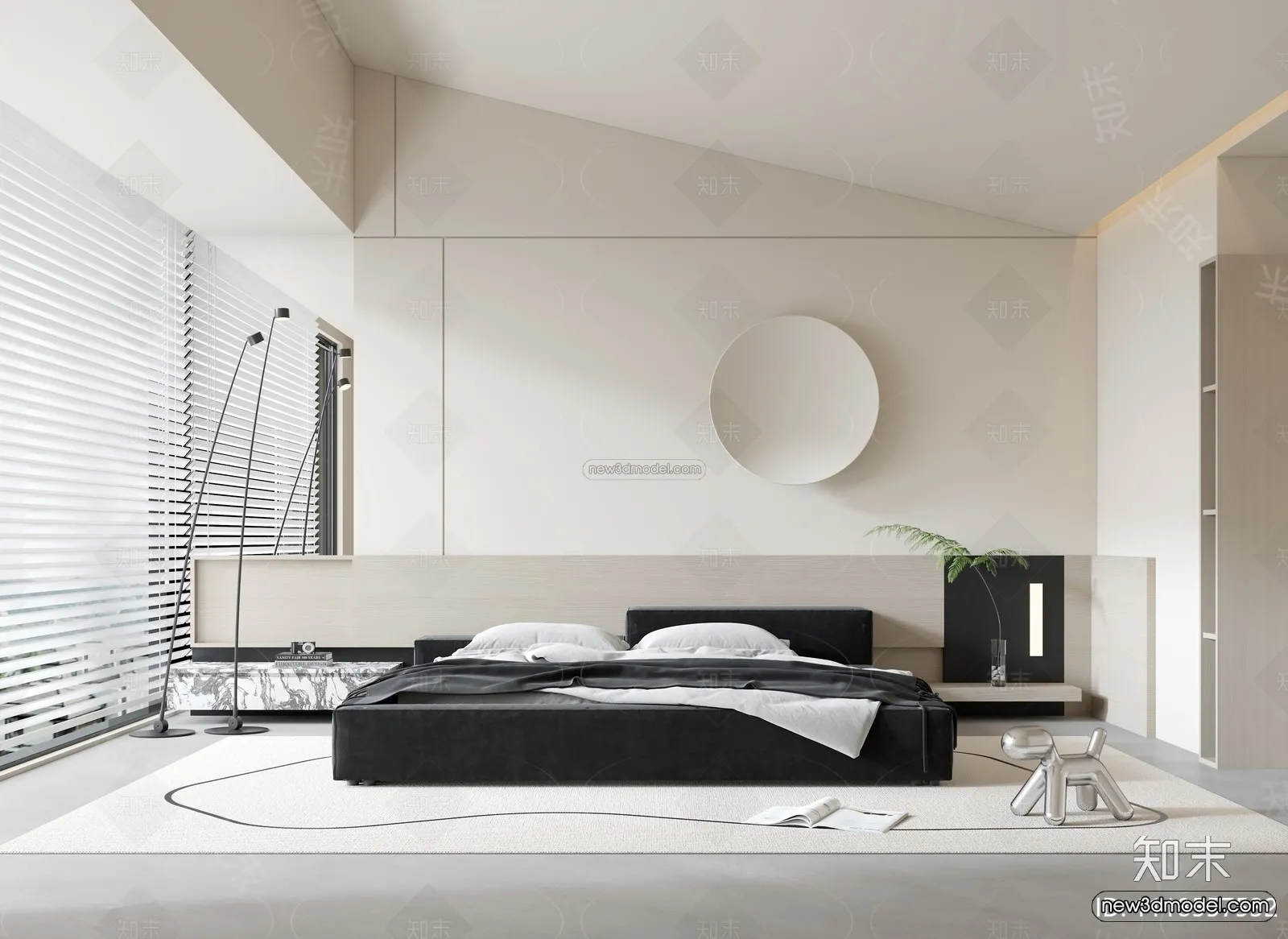 Minimalist Style Interior 3D Blocks – Bedroom 3D Model – 206 – VRAY