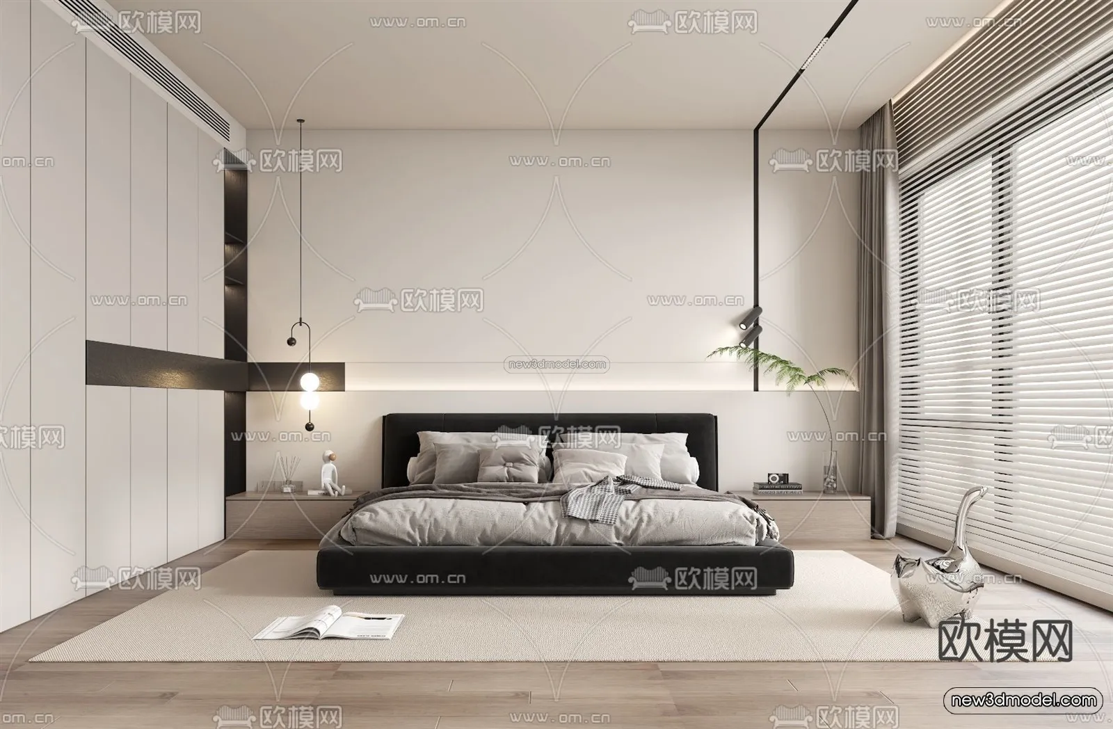 Minimalist Style Interior 3D Blocks – Bedroom 3D Model – 209 – VRAY