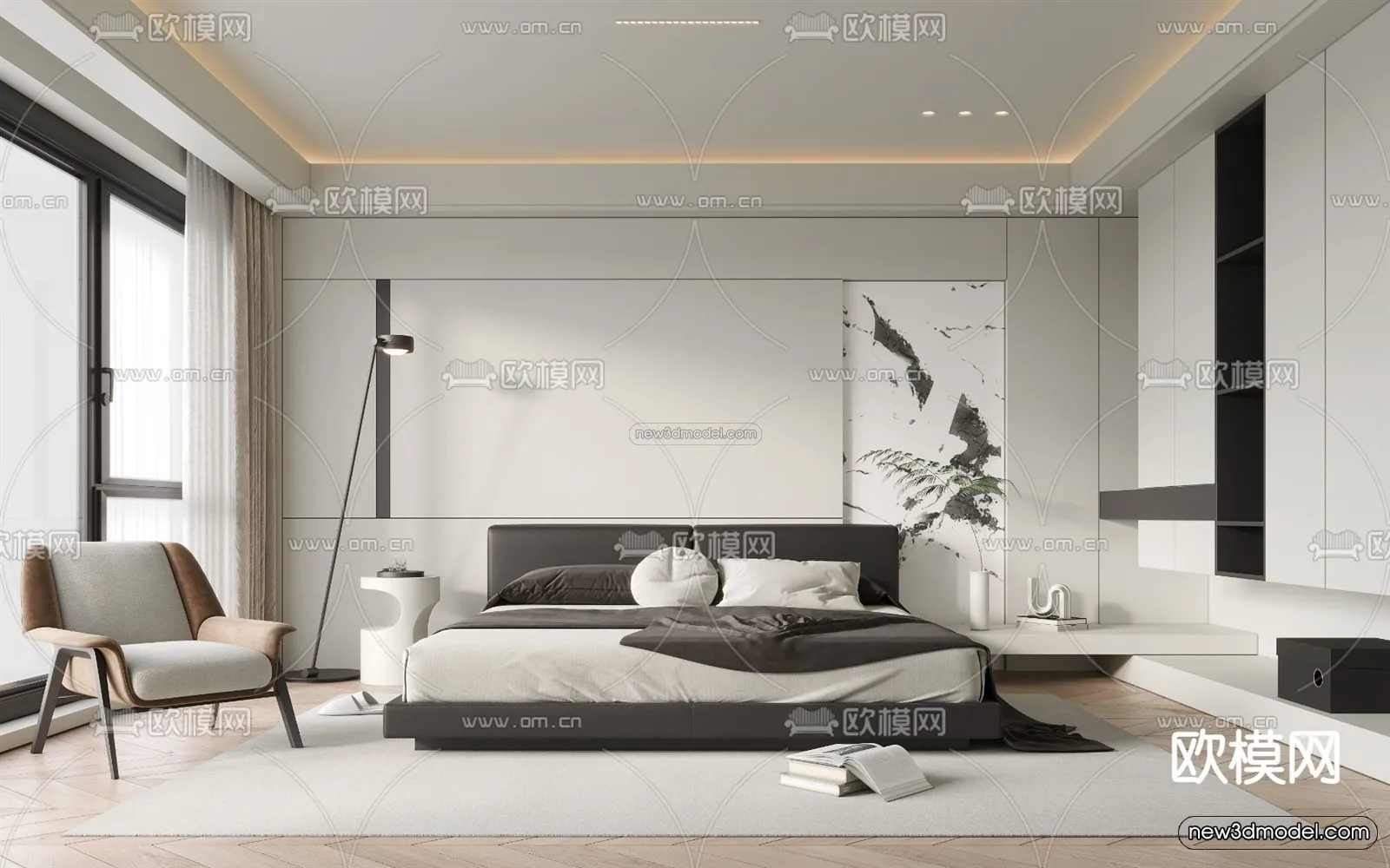 Minimalist Style Interior 3D Blocks – Bedroom 3D Model – 211 – VRAY