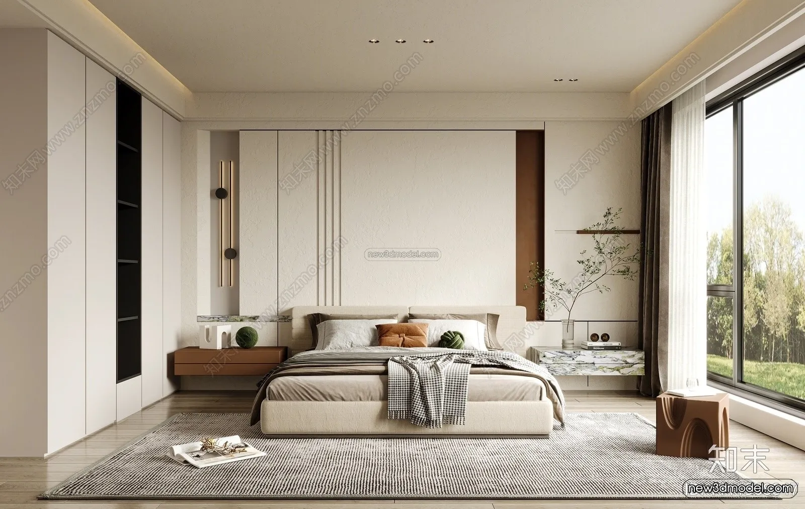 Minimalist Style Interior 3D Blocks – Bedroom 3D Model – 217 – VRAY