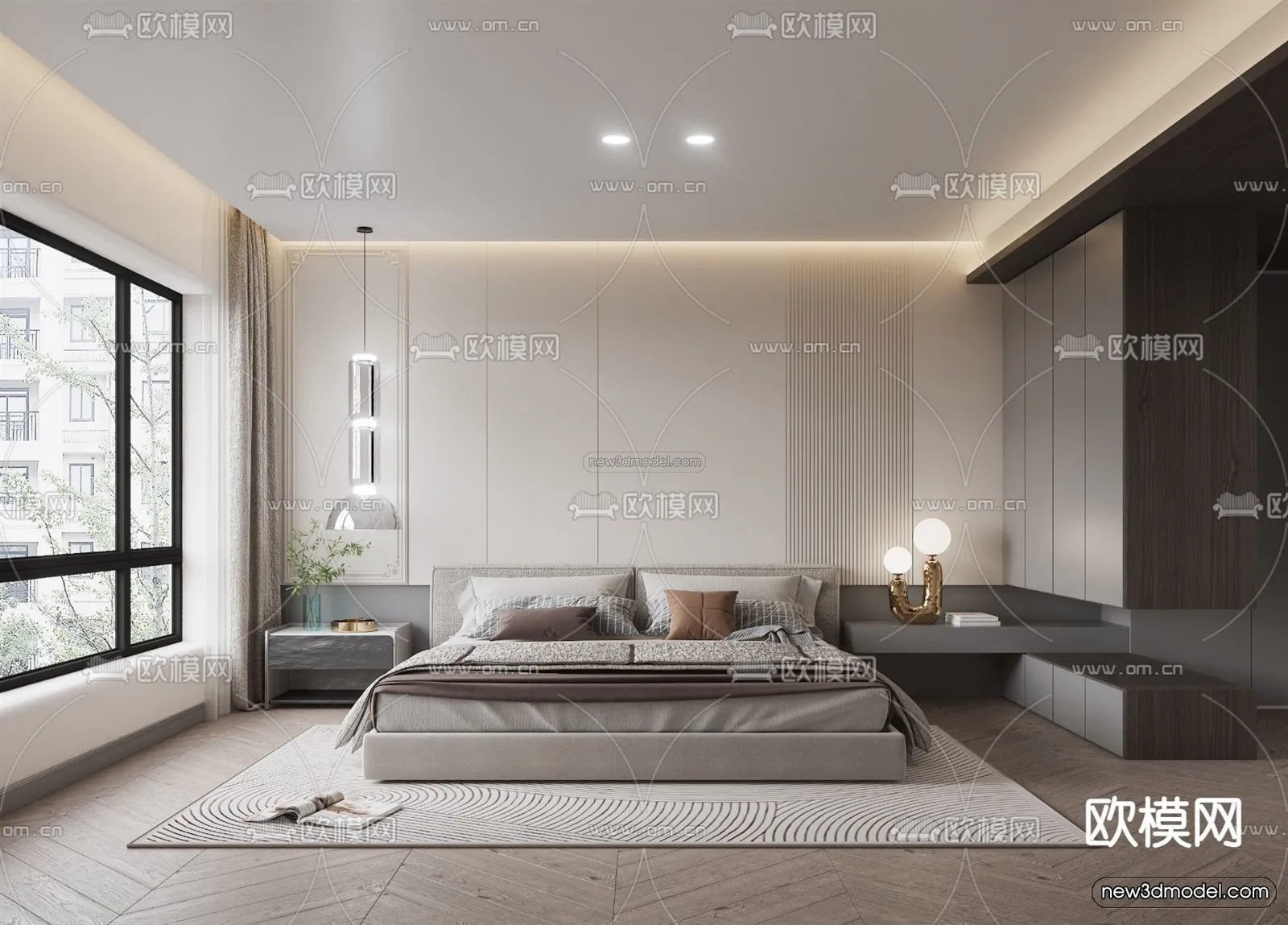 Minimalist Style Interior 3D Blocks – Bedroom 3D Model – 218 – VRAY