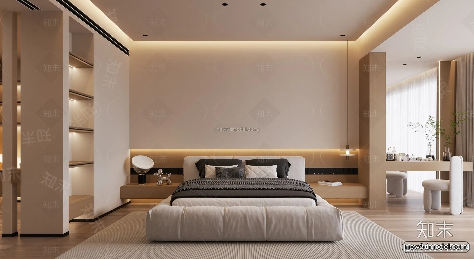 Minimalist Style Interior 3D Blocks – Bedroom 3D Model – 220 – CORONA