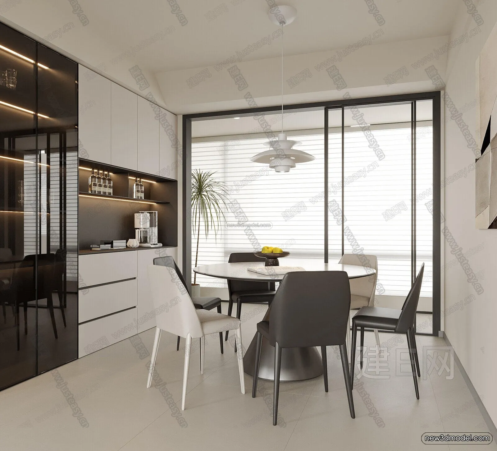 Minimalist Style Interior 3D Blocks – Dining Room 3D Model – 227 – VRAY Minimalist Style Interior 3D Blocks – Dining Room 3D Model – 227 – VRAY