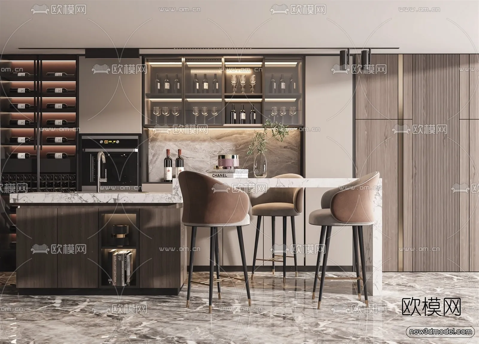 Minimalist Style Interior 3D Blocks – Dining Room 3D Model – 230 – VRAY Minimalist Style Interior 3D Blocks – Dining Room 3D Model – 230 – VRAY