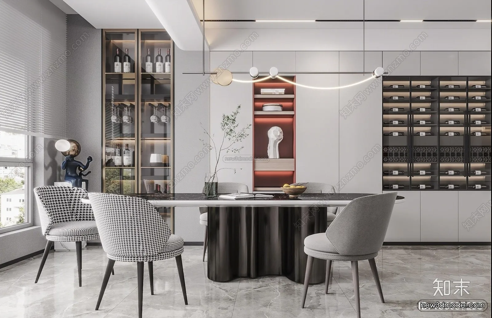 Minimalist Style Interior 3D Blocks – Dining Room 3D Model – 231 – VRAY Minimalist Style Interior 3D Blocks – Dining Room 3D Model – 231 – VRAY