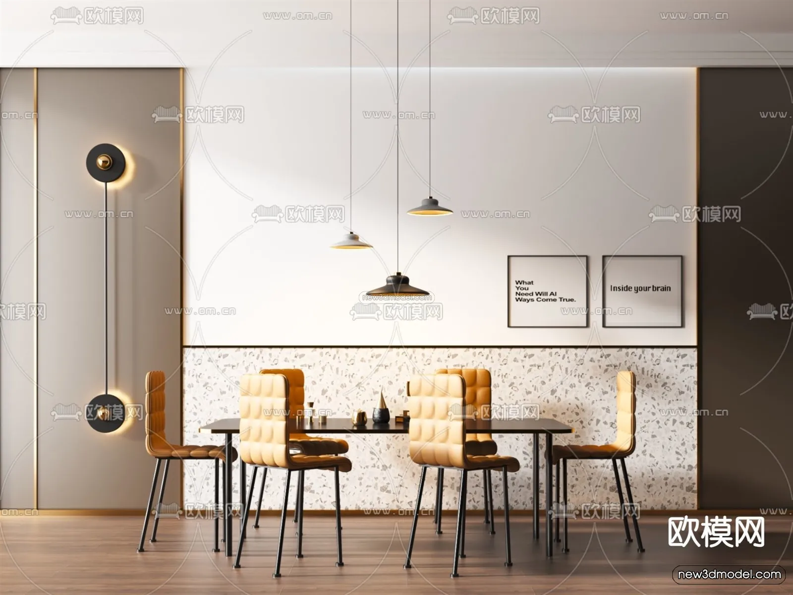 Minimalist Style Interior 3D Blocks – Dining Room 3D Model – 232 – VRAY Minimalist Style Interior 3D Blocks – Dining Room 3D Model – 232 – VRAY