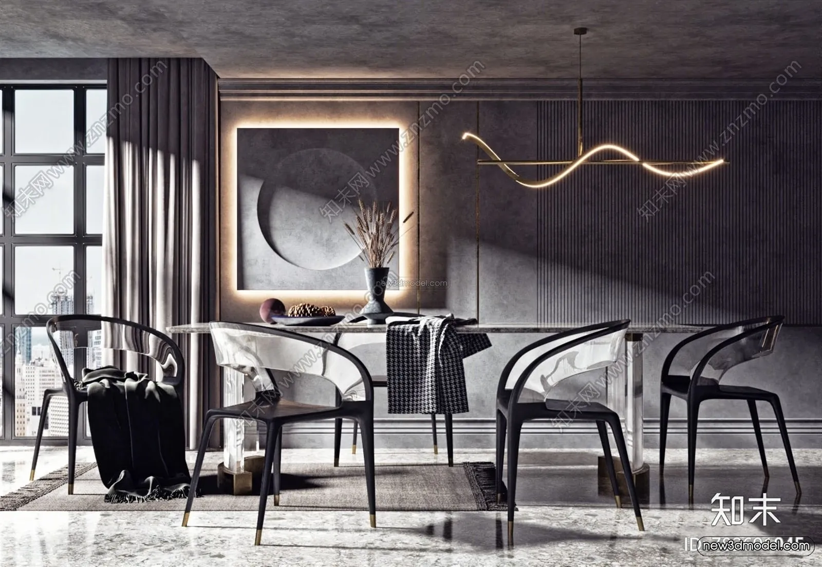 Minimalist Style Interior 3D Blocks – Dining Room 3D Model – 234 – VRAY Minimalist Style Interior 3D Blocks – Dining Room 3D Model – 234 – VRAY